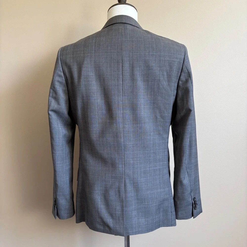 Banana Republic Blazer 38R Grey Glen Plaid Modern Slim Fit Wool Sport Coat